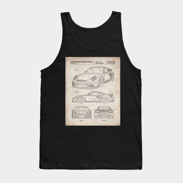 Supercar Sports Car Patent - Car Lover Classic Car Art - Antique Tank Top by patentpress